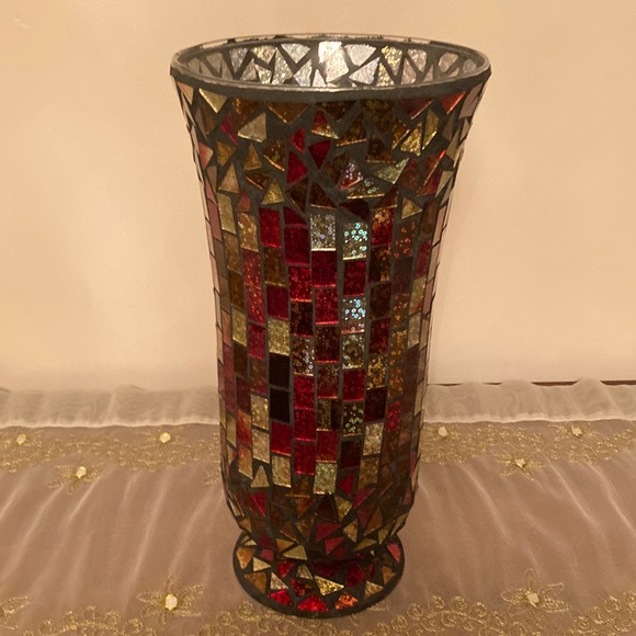 Other - Multi Color Red Mosaic Large Vase